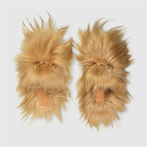 gucci princetown goat hair slippers|gucci princetown embroidered leather slipper.